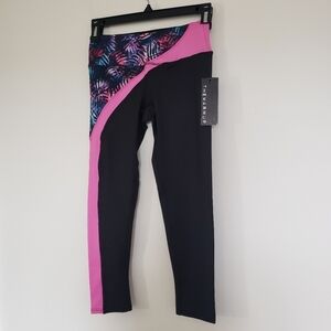 Jessica Simpson The Warmup Cropped Leggings Womens Size XS Black Pink Tropical